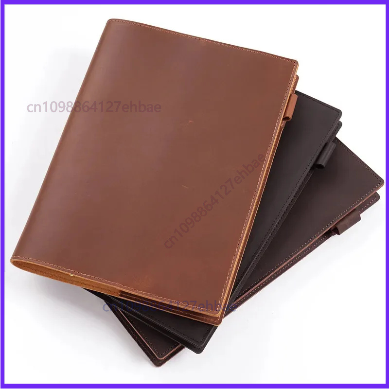 Leather Work Diary Covers - ปกสมุดบันทึกหนังวินเทจ B5 สมุดโน้ตขนาดใหญ่ ปกสมุดแพลนเนอร์หนัง สำหรับเขียนบันทึกการเดินทางและการทำงาน