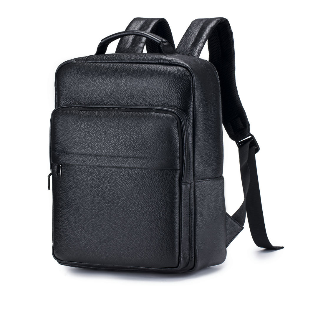 Leather Work Rucksack Mens - กระเป๋าเป้เดินทางหนังแท้สำหรับผู้ชาย สีดำ หนังวัว กระเป๋าเป้สะพายหลังสำหรับใส่แล็ปท็อป มีหลายช่องสำหรับใส่คอมพิวเตอร์ เหมาะสำหรับใช้ในชีวิตประจำวันและทำงาน