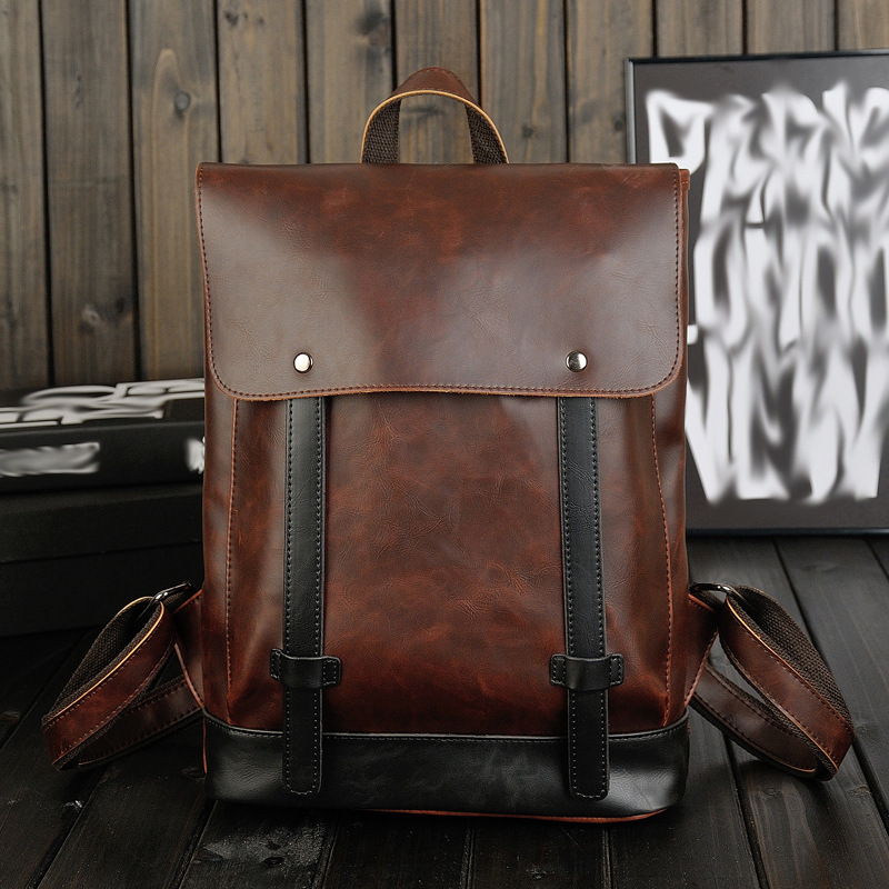 Leather Work Rucksack Mens - กระเป๋าเป้หนังวินเทจสำหรับผู้ชาย ใส่แล็ปท็อปขนาด 14 นิ้ว ความจุขนาดใหญ่ กระเป๋านักเรียน