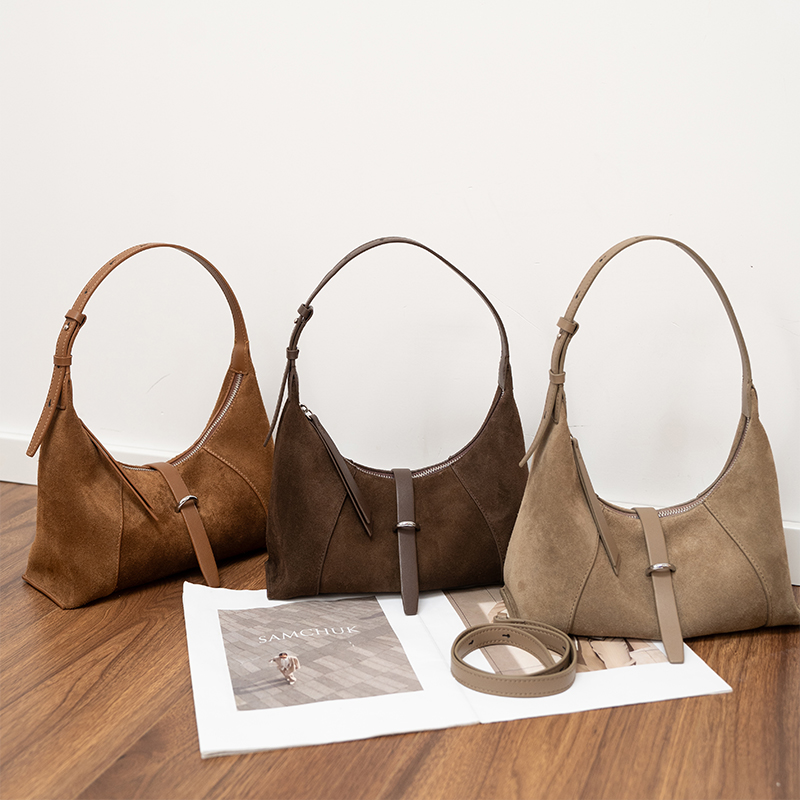 Leatherwork Designs - กระเป๋าถือหนังกลับสำหรับสุภาพสตรี สไตล์ดีไซเนอร์ กระเป๋าสะพายข้างที่ทันสมัยและสง่างาม หนังวัวคุณภาพสูง เหมาะสำหรับการเดินทางไปทำงาน