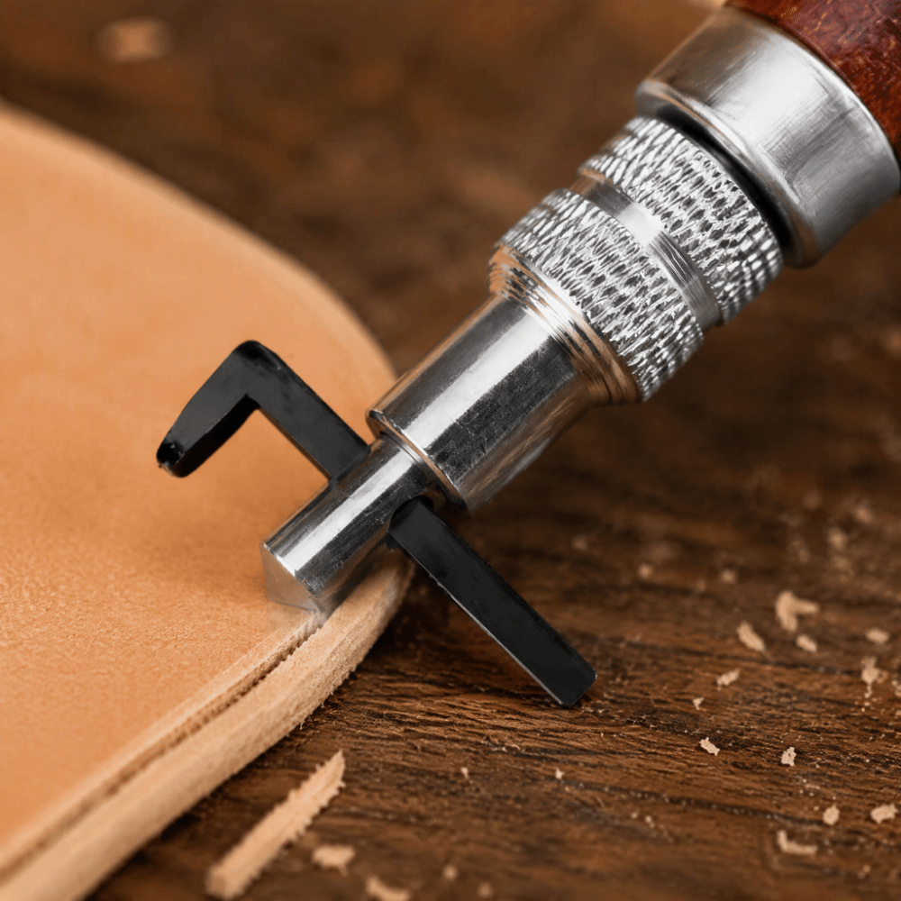 Groover Stitching Tool - เครื่องมือเซาะร่องหนังปรับระดับความลึกได้ สำหรับงานเย็บขอบหนัง ออกแบบร่องตัดขอบ เครื่องมือเซาะร่องงานหนัง เครื่องมือเซาะร่องสำหรับงานเย็บ