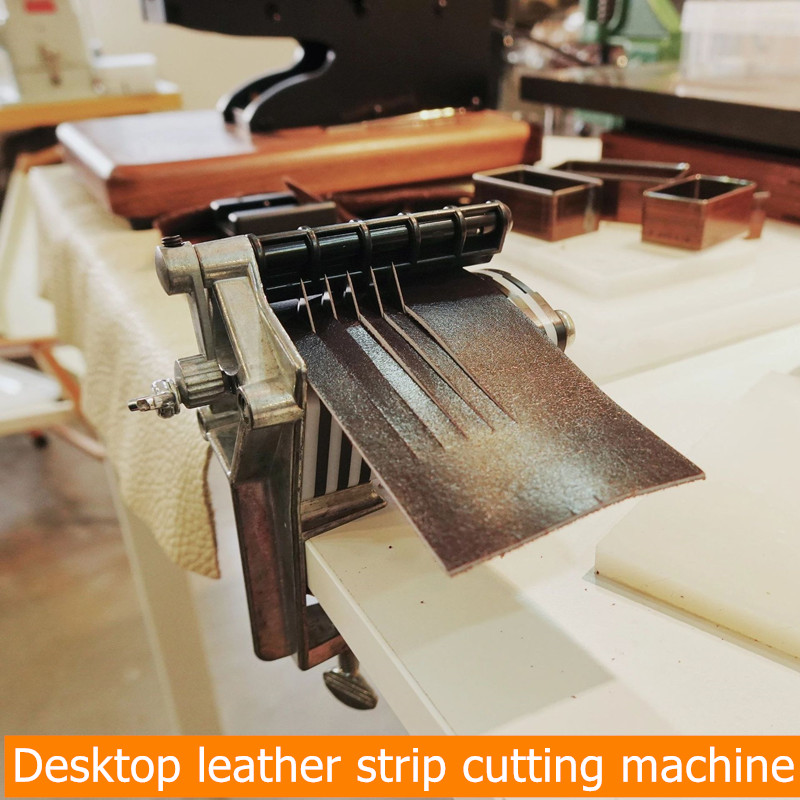 Leatherwork Machine - เครื่องตัดแถบหนังเดสก์ท็อป DIY ใช้สําหรับการตัดสายรัดด้วยตนเองเช่นสายรัดเอวพู่ลูกไม้ ฯลฯ มีใบมีด 5