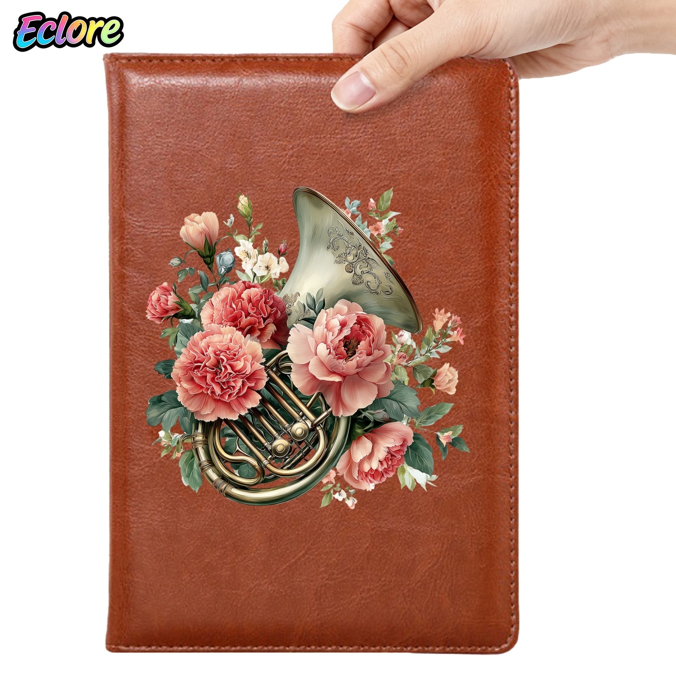 Leather Work Diary Covers - สมุดบันทึกปกหนัง PU ลายดอกไม้พร้อมที่คั่นหนังสือ สมุดบันทึกปกอ่อนแบบปรับแต่งได้ ของขวัญสำหรับการเรียน การทำงาน