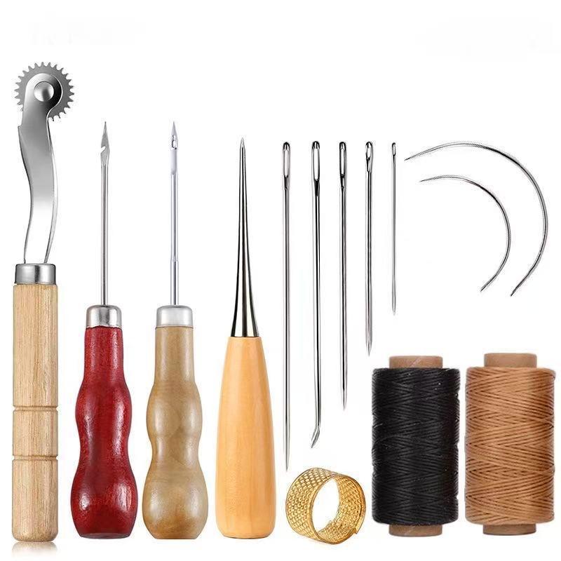 Groover Stitching Tool - ชุดเครื่องมือเย็บหนัง ด้ามไม้ เข็ม เหล็กเจาะ ด้ายเคลือบ ด้ายเย็บ