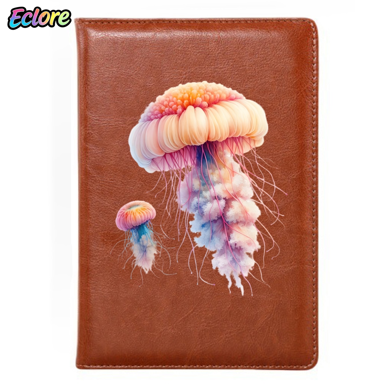 Leather Work Diary Covers - สมุดโน้ตปกหนัง PU ลายแมงกะพรุนสีสันสดใส พร้อมที่คั่นหนังสือแบบนุ่ม ลวดลายเฉพาะตัว เหมาะสำหรับเป็นของขวัญนักเรียน